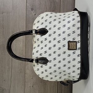 Dooney & Bourke Signature White/Black Leather Satchel Handbag